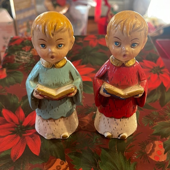 Set of 2 Vintage Choir boys ceramic glass - Picture 1 of 3